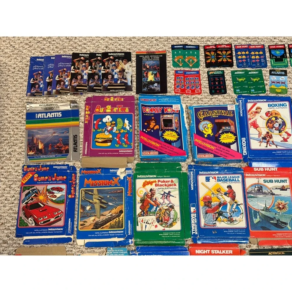 HUGE Lot of  Vintage Intellivision Games Boxes Instructions Overlays & More!